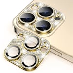 Hat Prince Glitter Kameraskydd Aluminium + Härdat Glas iPhone 13 Pro Max guld
