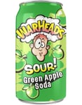 Warheads Sour Green Apple Soda - Brus med Sur Eplesmak 330 ml (USA Import)
