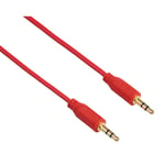 HAMA Slim Minijack-kabel 3,5 mm-3,5 mm - Guldpläterad Röd 0,75 m