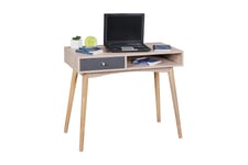 Wohnling Gacusan Skrivbord 90 cm med Förvaring Låda + Hylla - Grå/Ek