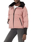 DKNY Women's Outerwear Quilted Jacket with Zip Front with Collar and Pockets, Rosewood, M
