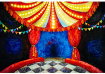HD 7x5ft Polyester Circus Themed Photography Backdrop Abstract Circus Arena Shinning Lights Flags Big Top Tent Photo Background Baby Kids Boy Girl Birthday Party Video Shoot Studio Props