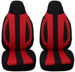 Housses de siège sur Mesure pour sièges de Voiture compatibles avec VW Caddy 3 2003–2010 conducteur et Passager FB : MD502 (Noir/Rouge)
