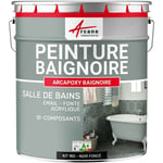 Arcane Industries - Peinture baignoire et lavabo - Résine de rénovation pour émail, acrylique et fonte 1 kg (jusqu'à 3 m² en 2 couches) Noir foncé