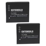 EXTENSILO 2x Batteries compatible avec Leica C-Lux 2 appareil photo, reflex numérique (1000mAh, 3,7V, Li-ion)