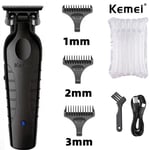 KEMEI Professional Cordless Trimmers 0mm Gapped Beard Clipper Hair Detailer 2299