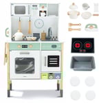 Mamabrum Cuisine Enfant en Bois 3 Ans, Ensemble de Cuisine Interactif avec Machine à Laver, Lave-Vaisselle et Tableau à Craie pour Fille Garçon, Cuisiniere Juet Enfant, Kitchenette