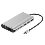 GRTVF USB C Hub 8 in 1 Type C Hub Adapter with 1Gbps Ethernet, 4K HDMI, VGA, PD Charging, 2 USB3.0, 3.55mm Audio, SD Card Reader for MacBook Pro and Other Type C Laptops (Color : Gray)