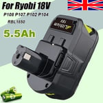 For RYOBI P108 18V One Plus High Capacity 5.5Ah Battery Lithium-Ion RB18L40 AT