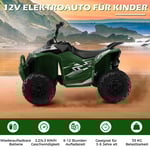 12V elektrisk fyrhjuling för barn med 2,2/4,3 KM/H hastighet & Horn, musik & LED-ljus elektrisk fyrhjuling grönt