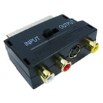 SCART to RCA AV Adapter Block Phono Composite S-Video With In/Out Switch GOLD