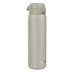 Ion8 Vacuum Insulated Stainless Steel 1 Litre Water Bottle, 920ml, Leak Proof, One-Finger Open, Secure Lock, Carry Handle, Dishwasher Safe, Scratch Resistant, Ideal for Sports and Yoga, Grey