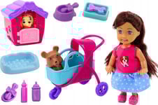 Leantoys Doll With Dogs Docka Hundbur Rosa Valp Tillbehör 16 Ele.