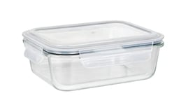 WENKO Boîte de conservation fraicheur Pacu 1 l en verre, étanche, avec couvercle et joint en silicone pour conserver hermétiquement au réfrigérateur, compacte, empilable, 21 x 7,5 x 15 cm