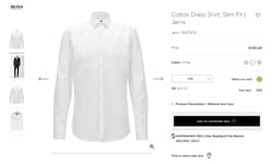 New Hugo Boss mens white cotton slim fit smart office suit tie shirt 17 43 XL