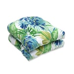 Pillow Perfect Tropic Floral Lot de 2 Coussins de Chaise d'intérieur/extérieur touffetés résistants aux intempéries et à la décoloration, 48,3 x 48,3 cm, Semelle Bleu/Vert