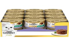 Purina Gourmet Gold Galettes avec légumes et Chats avec Agneau et Haricots Verts, 24 boîtes de 85 g