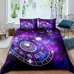 Libra Zodiac Bedding Set Double Size,Starry Sky Nebula Galaxy Duvet Cover for Teens Adults,Tribal Girl with Horn Comforter Cover with 2 Pillowcases,Mandala Geometric Room Decor Quilt Cover
