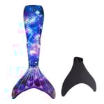 Hållbar sjöjungfru stjärt för barn för simning, Monofin ingår stjärnhimmel-Xin starry sky S