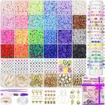 6000 Pärlor i Lera för Armband, 24 Färger Vänbandsberlocker för Smyckestillverkning, DIY-Hantverkspresent för Barn (Specialpris) B