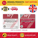 2 x No7 Restore and Renew Face and Neck Multi Action Night & Day Cream TUB 50ml