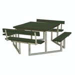plus piknikbord twist 204 cm grønn bord-/bänkset m/ 2 ryggstöd