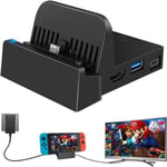 Switch Dock avec câble HDMI - Ponkor - Mini Charging Dock pour Nintendo Switch/Nintendo OLED - Noir