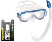 Cressi Onda Mare Italian Made Snorkel Set, Clear/Blue with Unisex Anti Fog for Diving Masks/Swim Goggles, Transparent, 30 ml