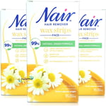 48 Nair Face Wax Strips Hair Remover For Sensitive Skin With Chamomile Extract