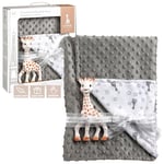 Sophie la girafe - Soft Grey Blanket & Original Teether Toy, New Baby Gift Set, Newborn Essentials for Baby Boy and Girl, Unisex Comforter Blanket, Receiving Blanket, Giraffe Bundle, Snuggle Blanket