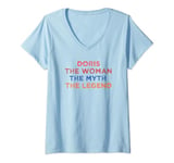Womens Doris The Woman The Myth The Legend Vintage Sunset V-Neck T-Shirt