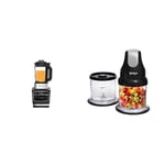 Ninja Blender and Soup Maker [HB150UK] 1000 W, 1.7 Litre Jug, Black & Ninja Professional Chopper [NJ1002UKBK] Stackable, 200W, Black