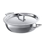 Le Creuset 3-Ply Stainless Steel Shallow Casserole with Lid, 24 x 6.2 cm , Silver, 96203924001000