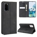Samsung Galaxy S20 FE - Silkeslent Läderfodral - Svart Black Svart