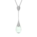18ct White Gold Green Amethyst Diamond Pear Drop Necklace