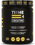 Time 4 Creatine Powder 600g 120 Servings - 100% Pure Premium Grade Micronised C