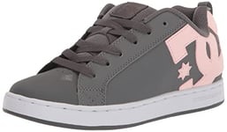 DC Shoes DC Court Graffik Chaussures de Skate Basses décontractées pour Femme, Gris foncé, Rose Clair, 42 EU