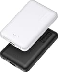 【2-Pack】 Miady 5000mAh Ultra Slim Portable Charger Power bank, White+Black 