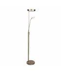 Vegas gulvlampe med Uplight, dimbar 20W+7W LED 3000K, Antikk messing