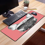 Gaming Mouse Pad with,Bulldog,Hand Drawn Style Dog Portrait with Collar and Sunglasses on Pink Backdrop,Black Grey,Non-Slip Rubber Base, Durable Stitched Edges, Smooth Surface for Laser and Optical Mouse60x35cm