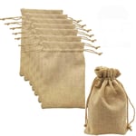 20PCS 5.1inX7.1in Brown Linen Burlap Bag, Mini lightweight Gift Bags Breathable Pouches with Drawstring Packing Storage Jute Sacks for Wedding, Party, Birthday, DIY Craft,Christmas