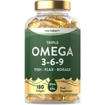 Triple Omega 3 6 9 | 180 Softgel Capsules | High Strength Supplement with EPA,