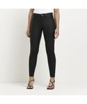 River Island Womens Jeans Petite Black Molly Mid Rise Viscose - Size 10 UK
