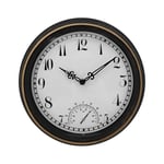 Vattentät väggklocka för utomhusbruk med termometer IP44 Vintage rund trädgårdsklocka 12 tum utomhusklocka As Shown
