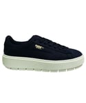 Puma Basket Platform Trace Soft Navy Leather Lace Up Trainers - Womens - Blue Leather (archived) - Size UK 3.5