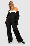 Contrast Waistband Tailored Wide Leg Trousers