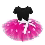 Flickors Mickey Pettiskirt Barn Minnie Polka Dot Julklänning rosa pink 110cm