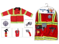 Kostymset för brandman brandman jacka röd med tillbehör