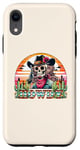 Coque pour iPhone XR Rétro Cowgirl Western Rodéo Howdy Squelette Coucher de Soleil Désert