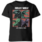 Jurassic Park World Four Colour Faces Kids' T-Shirt - Black - 3-4 Years - Black